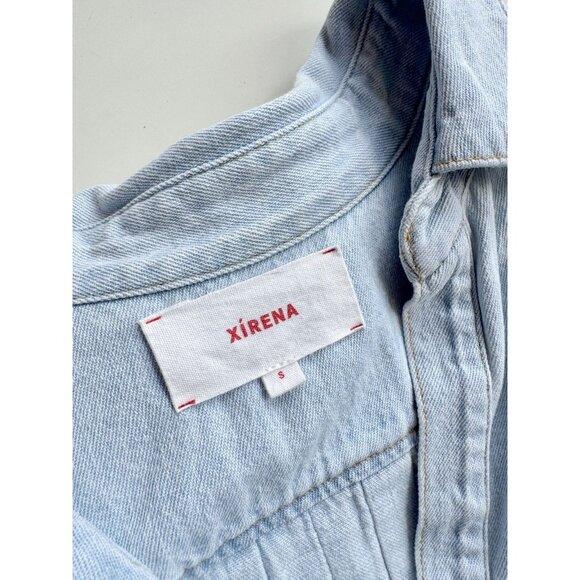 XIRENA Chayse Blue Dove Cotton Denim Cropped Shirt Blouse Top, Size S - Picture 10 of 12